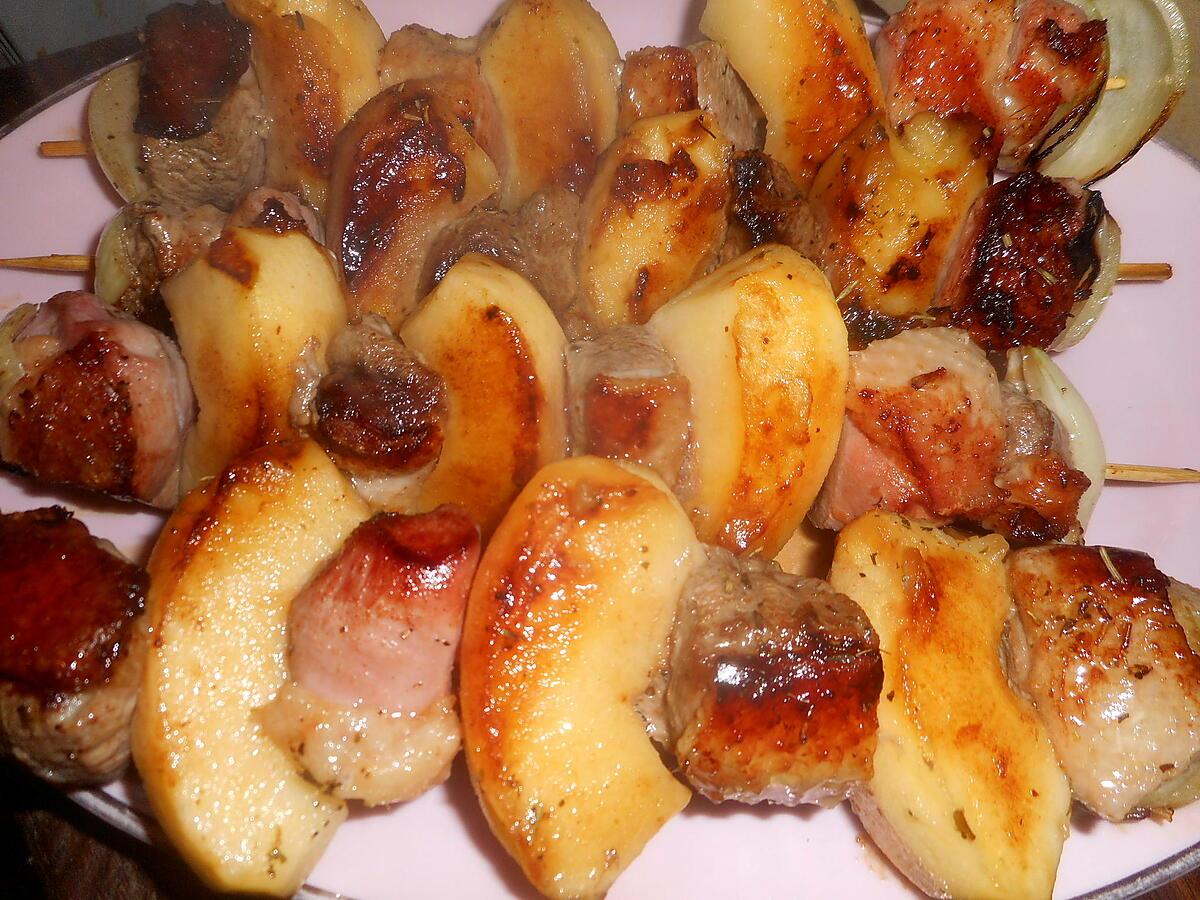 recette Brochette de magret de canard aux pommes