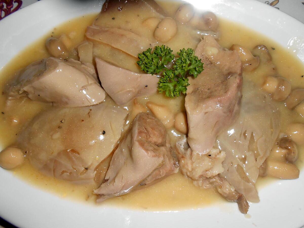 recette TETE DE VEAU SAUCE POULETTE AUX CHAMPIGNONS