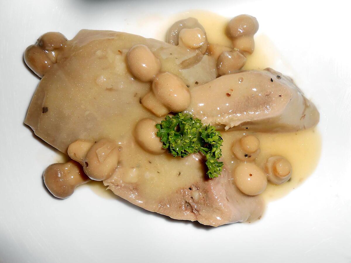 recette TETE DE VEAU SAUCE POULETTE AUX CHAMPIGNONS