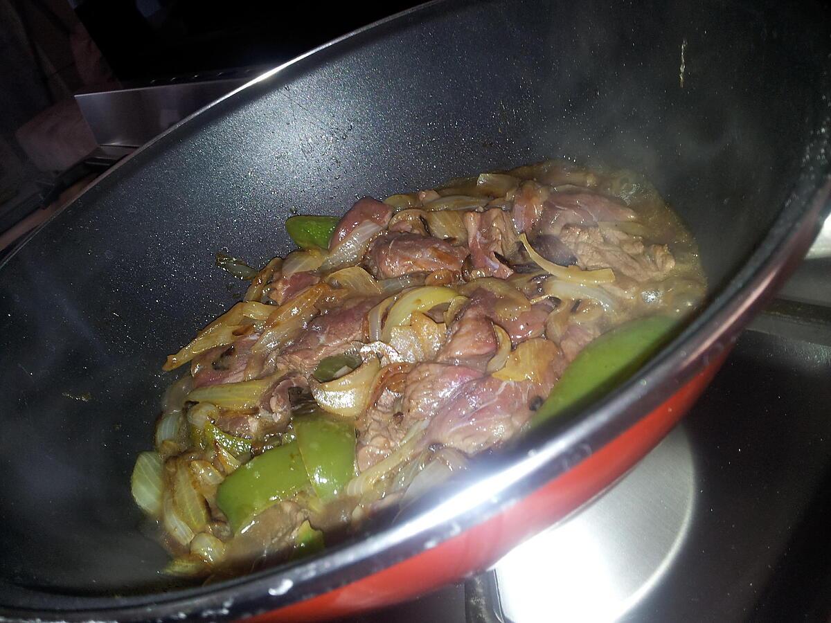 recette Boeuf aux oignons et poivrons