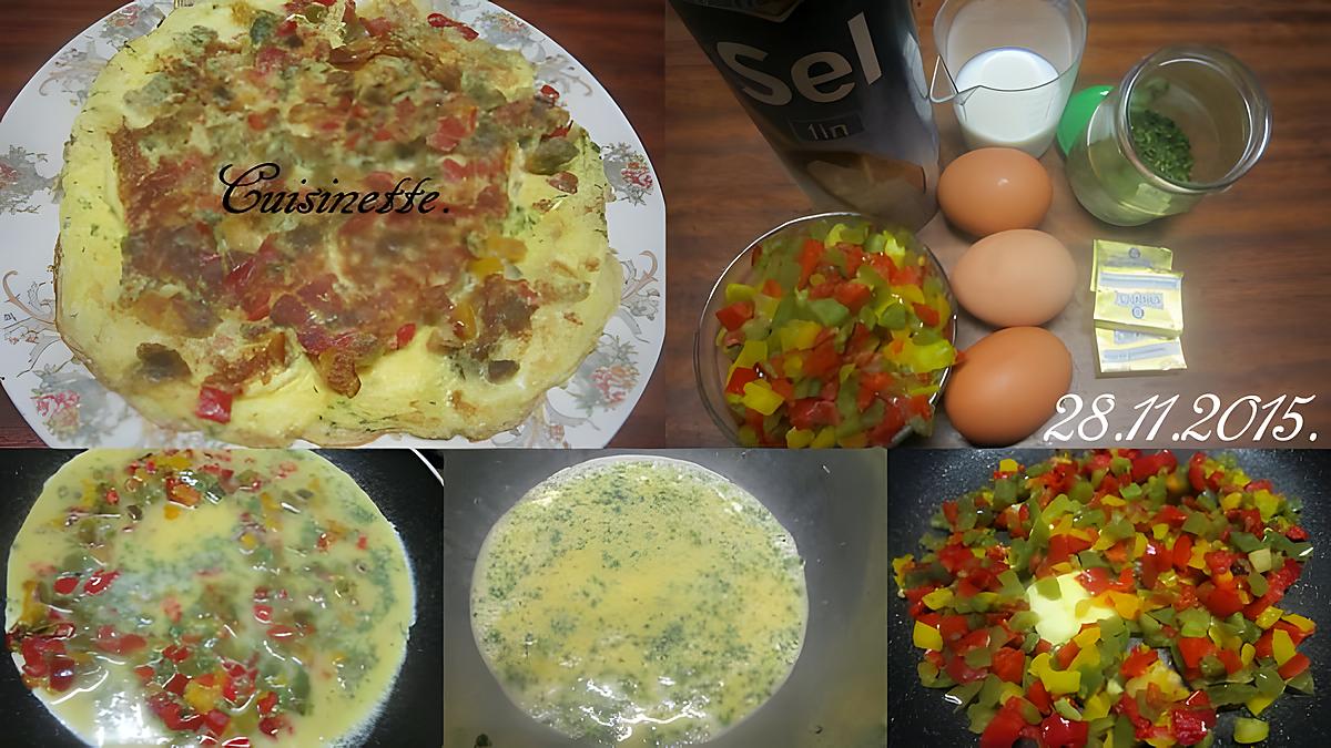 recette Omelette aux poivrons tricolores.