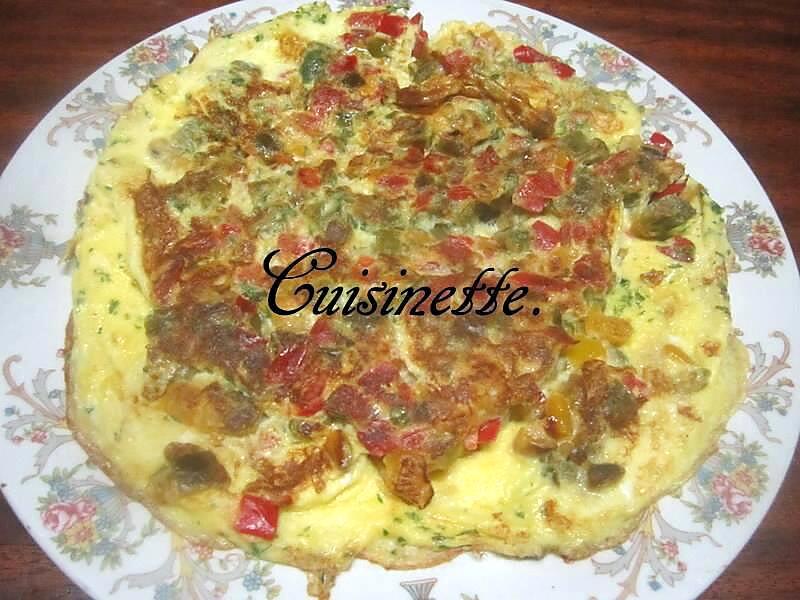 recette Omelette aux poivrons tricolores.