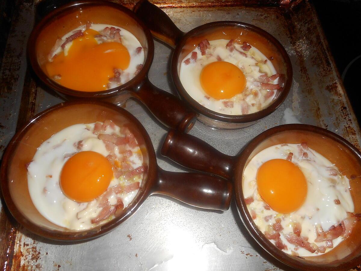 recette Oeufs cocotte aux petits lardons