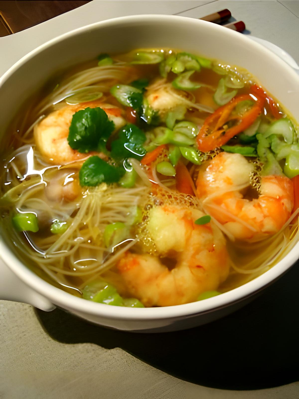 recette Soupe de crevettes à la citronnelle d'inspiration asiatique...