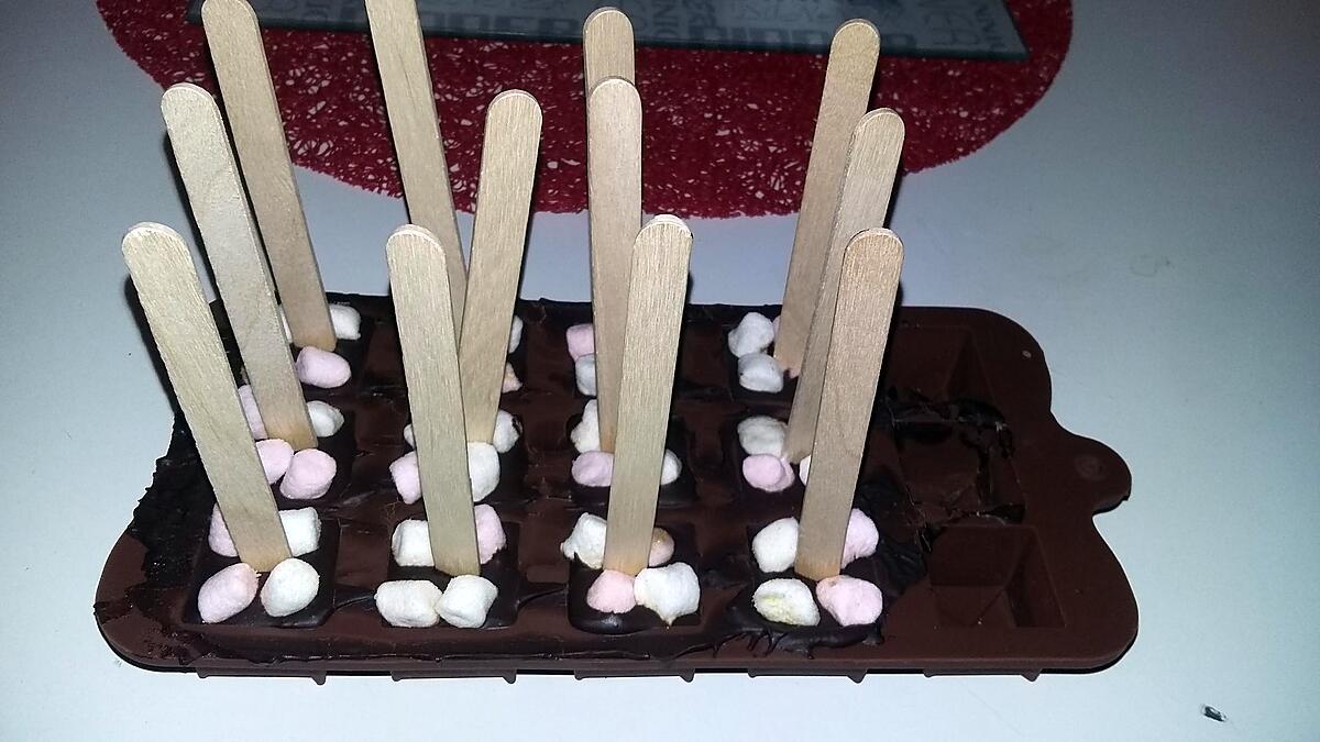 recette Sucettes au chocolat noir et marshmallow