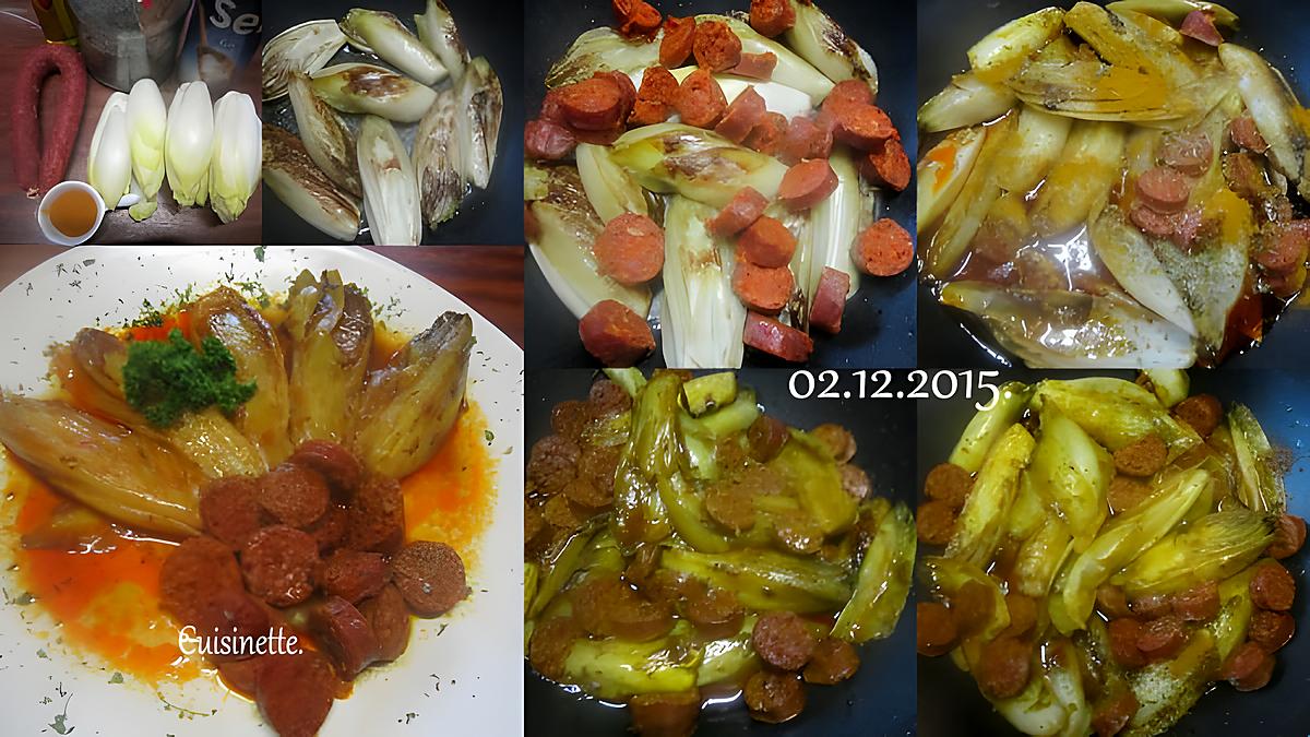 recette Endives braisées au chorizo et curcuma.