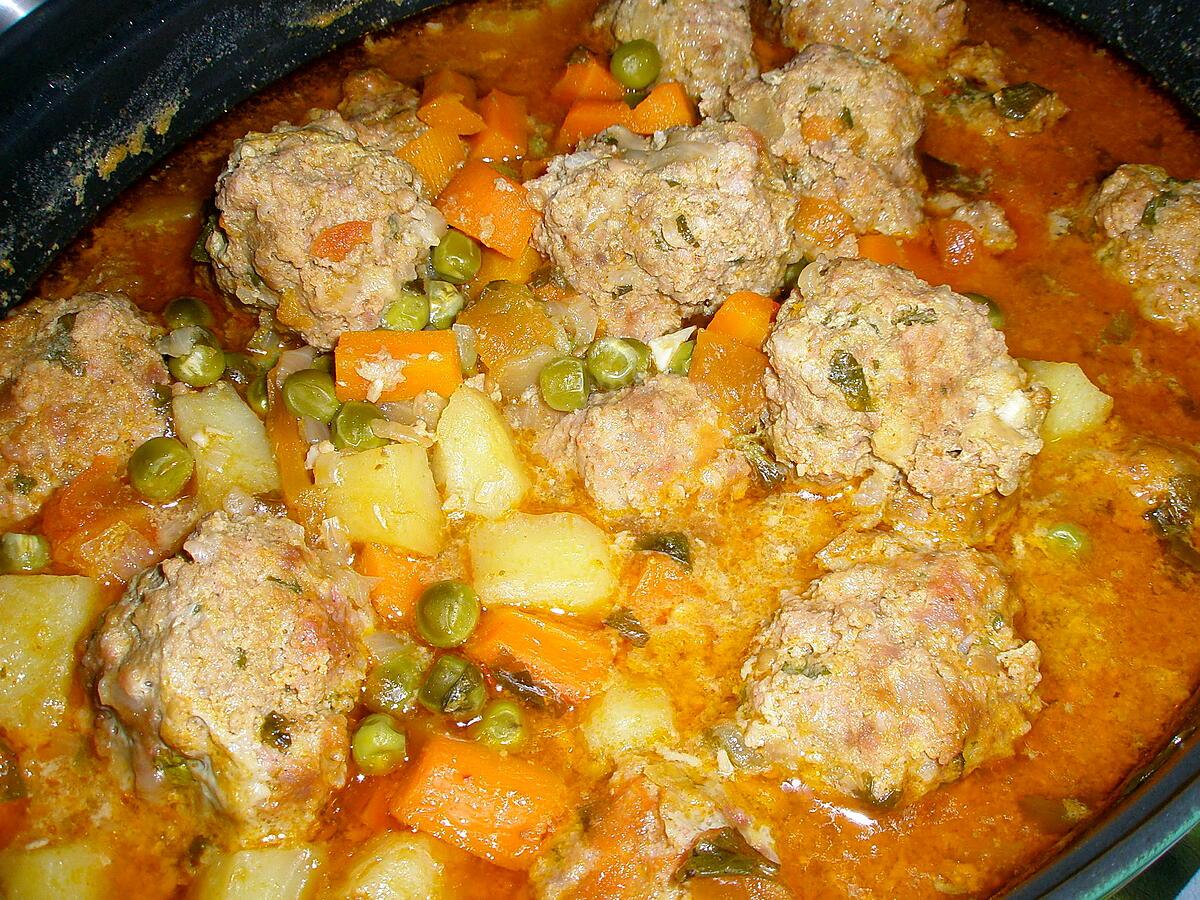 recette Tajine de Boulettes aux petits pois et épices