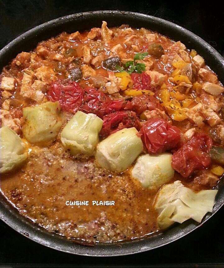 recette Assiette colorée au blanc de poulet, ambiance ratatouille