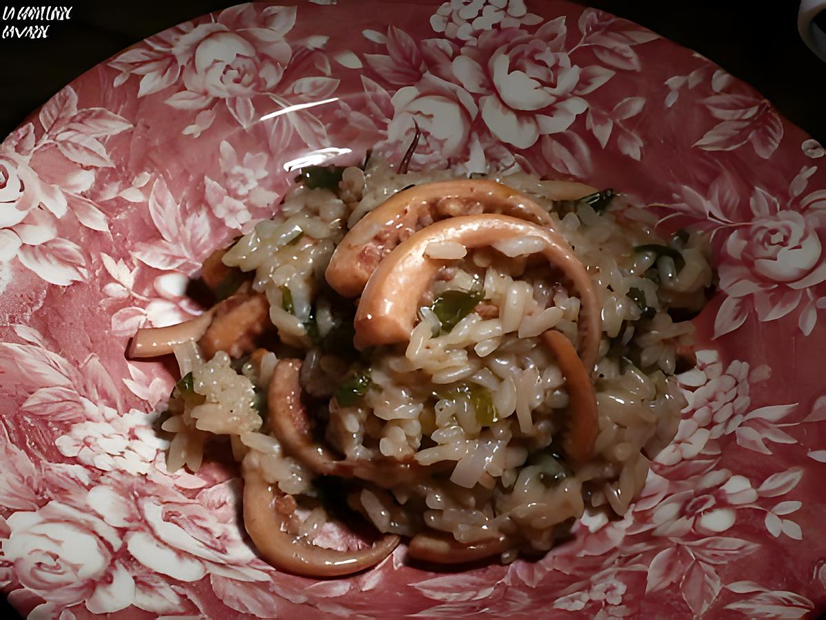 recette risotto aux encornets et oignons nouveaux