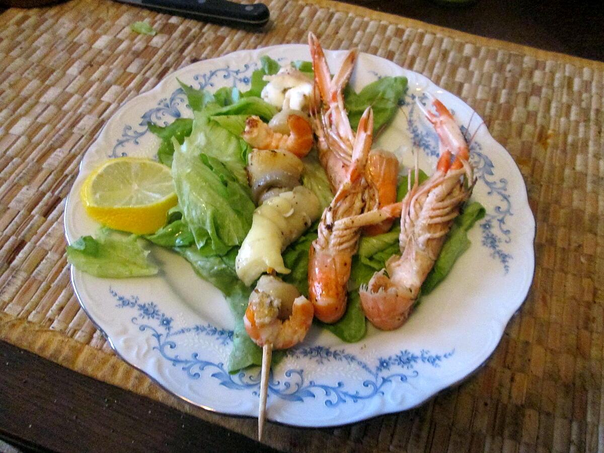 recette brochette  fruits de mer