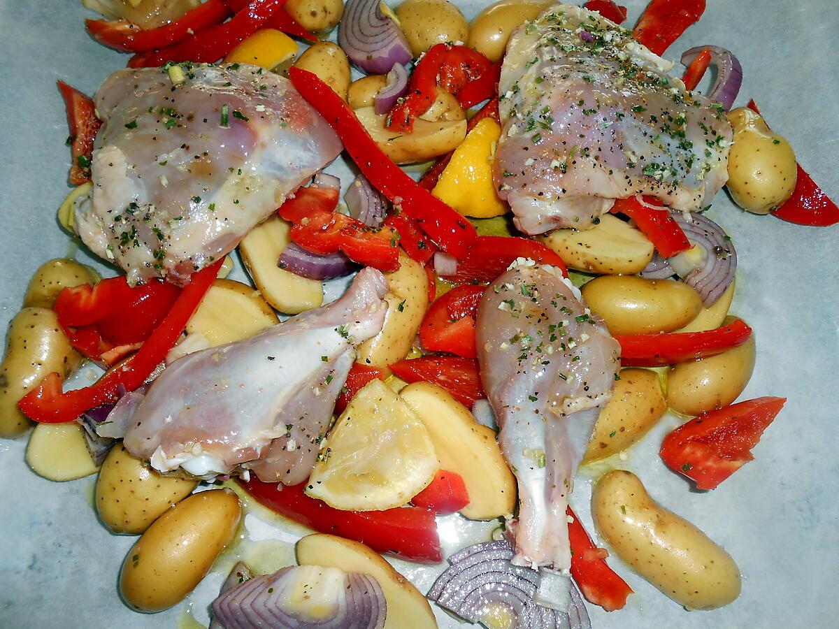 recette POULET A LA GRECQUE ET SES PETITES RATTES