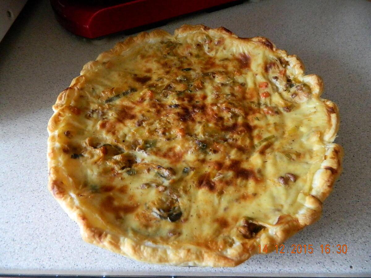 recette Tarte poireaux boeuf haché et béchamel moutardée