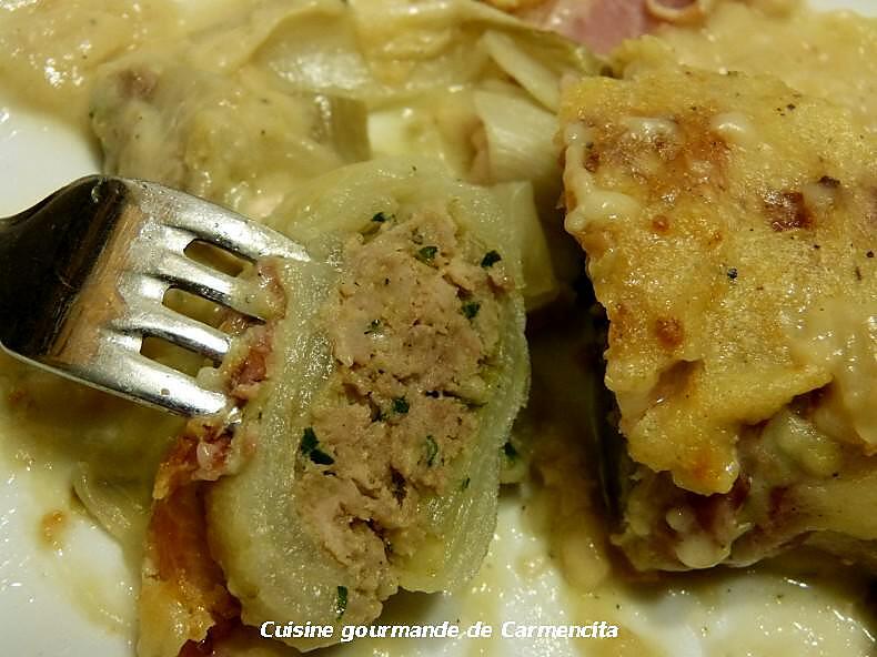 recette Endives farcies et béchamel au Gorgonzola