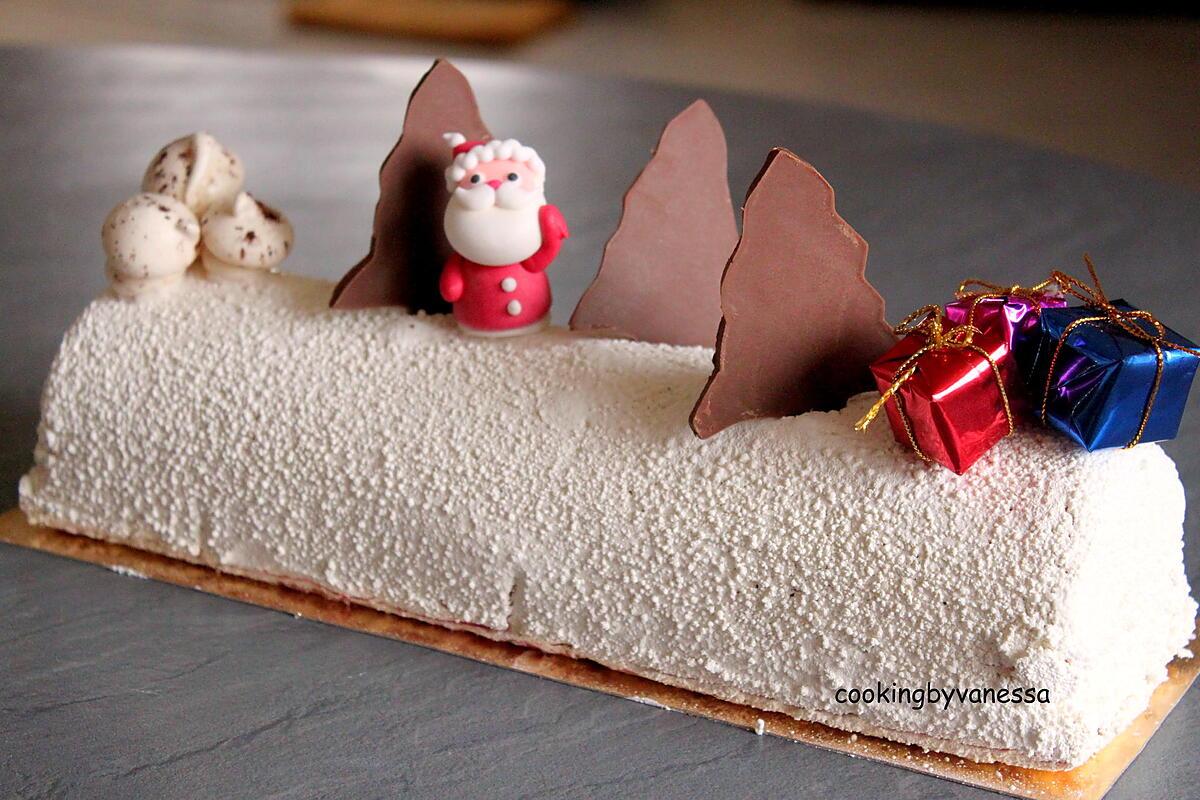 recette Bûche framboise et chocolat blanc