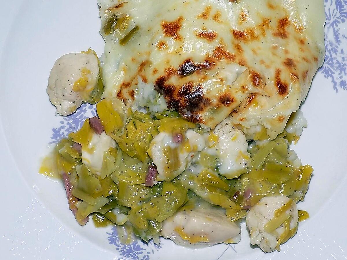 recette Gratin de poulet aux poireaux