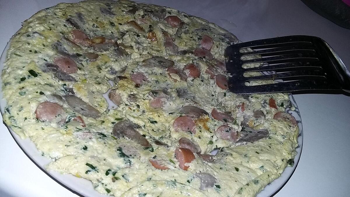 recette Omelette champignons de Paris saucisses de strasbourg