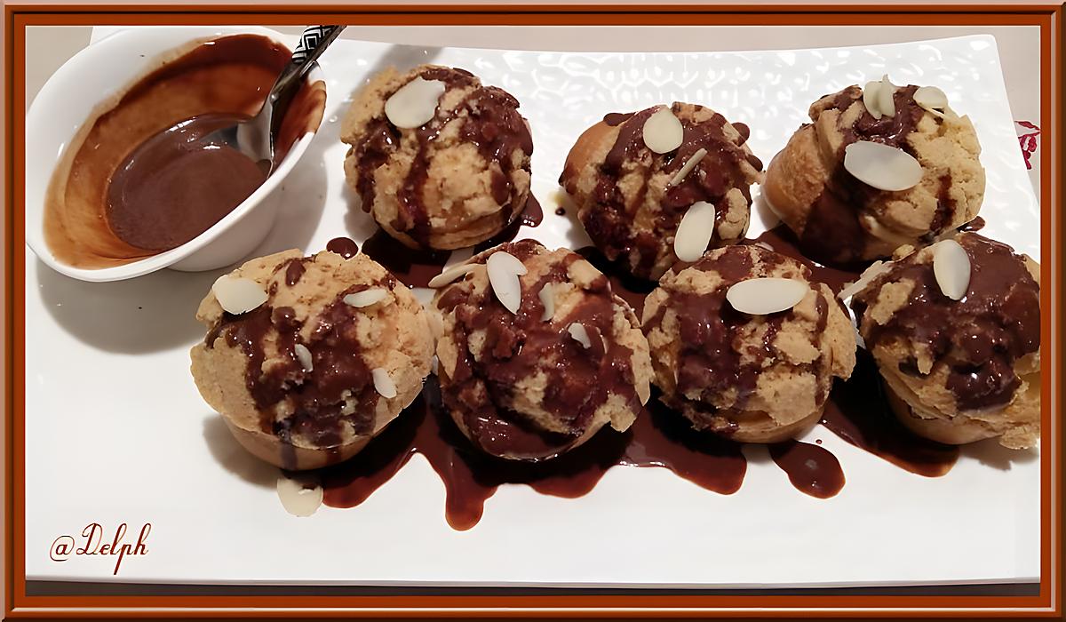 recette Choux craquelins vanille à la sauce chocolat