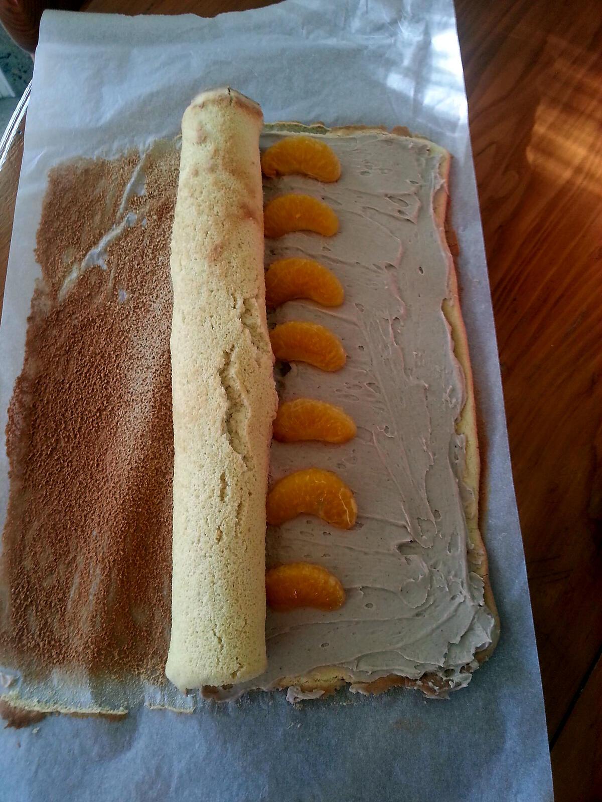 recette Bûche crème de marrons/mascarpone, chocolat, clémentines