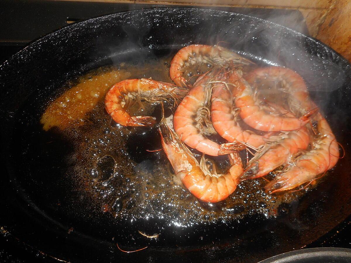 recette Gambas flambées au calvados