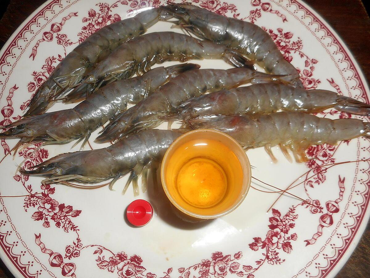 recette Gambas flambées au calvados