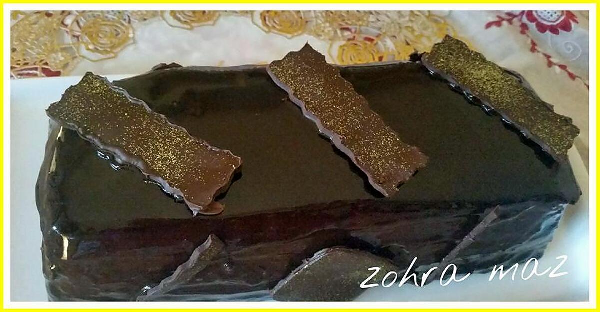 recette Cake bûche chocolat mascarpone et glaçage brillant