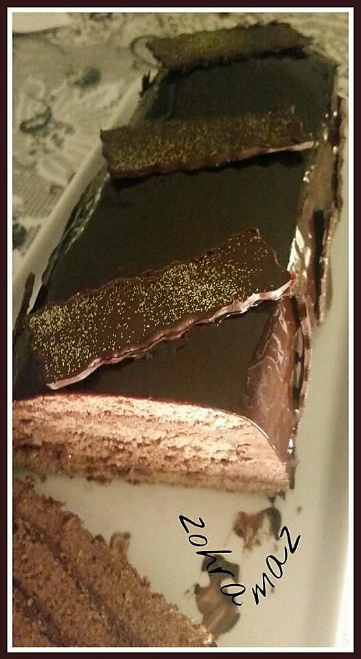 recette Cake bûche chocolat mascarpone et glaçage brillant