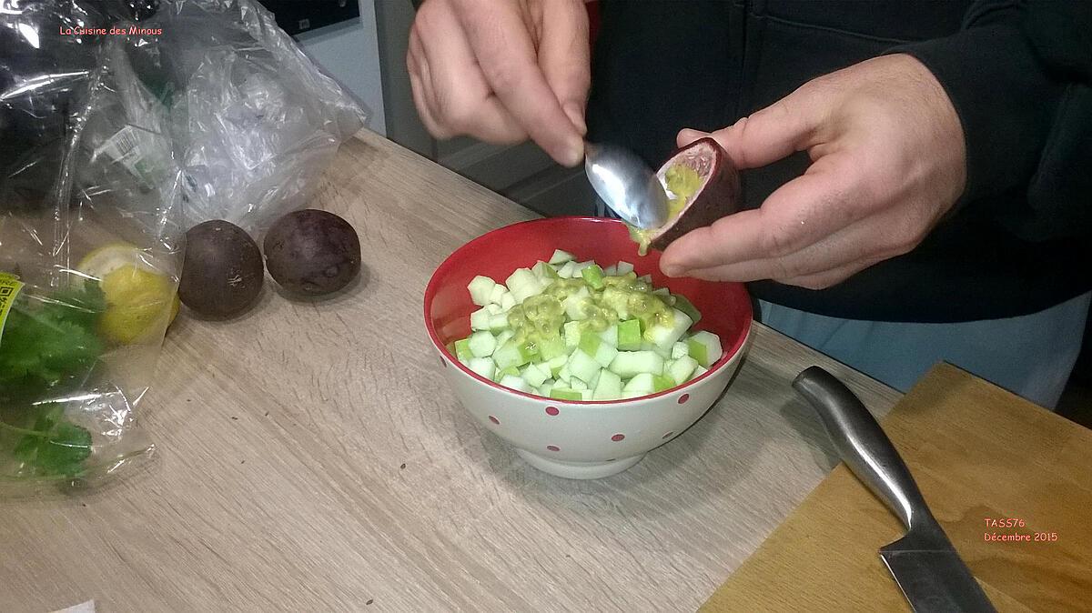 recette Sauce condiment aux fruits pour déguster les Huîtres