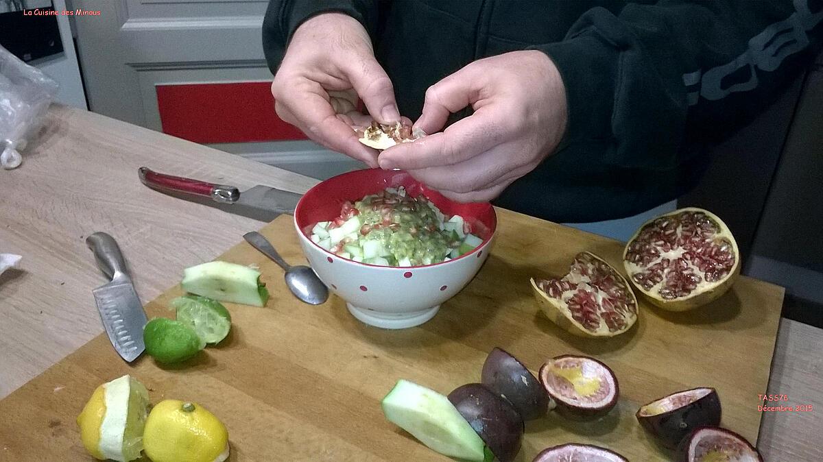 recette Sauce condiment aux fruits pour déguster les Huîtres