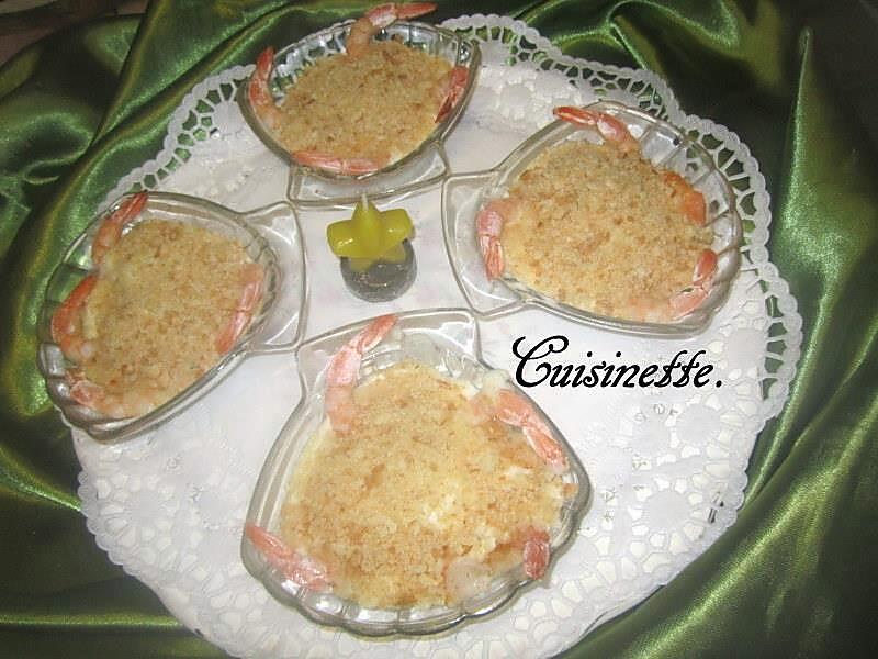 recette Coquilles St Jacques aux crustacés.béchamel.