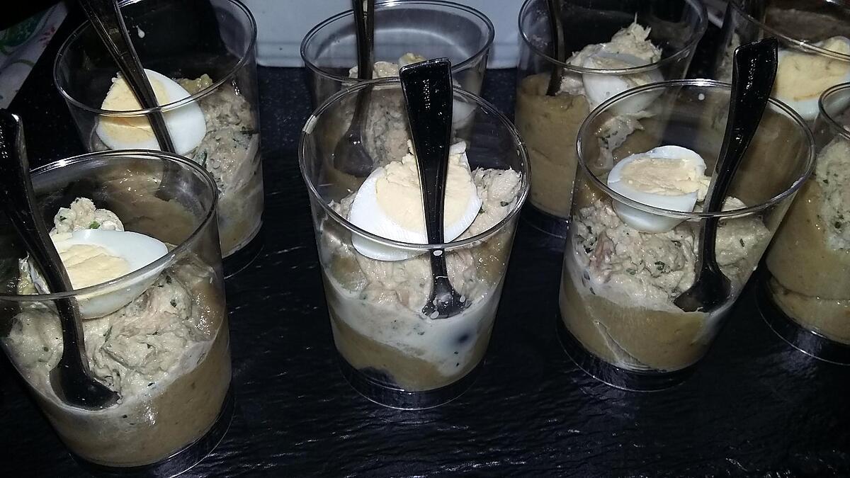 recette Verrine avocat surimi et crème de thon œuf de caille