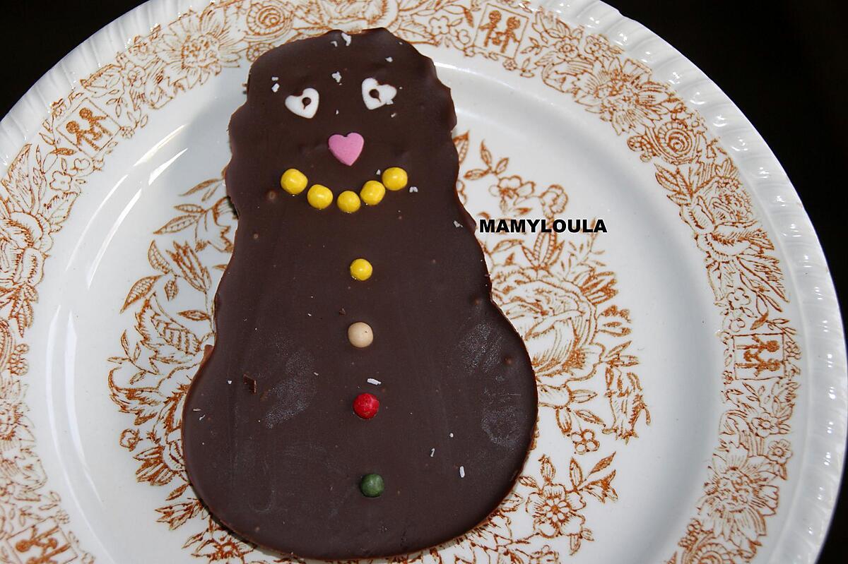 recette Bonhomme de neige au chocolat noir (ou barbapapa comme dit Flora)