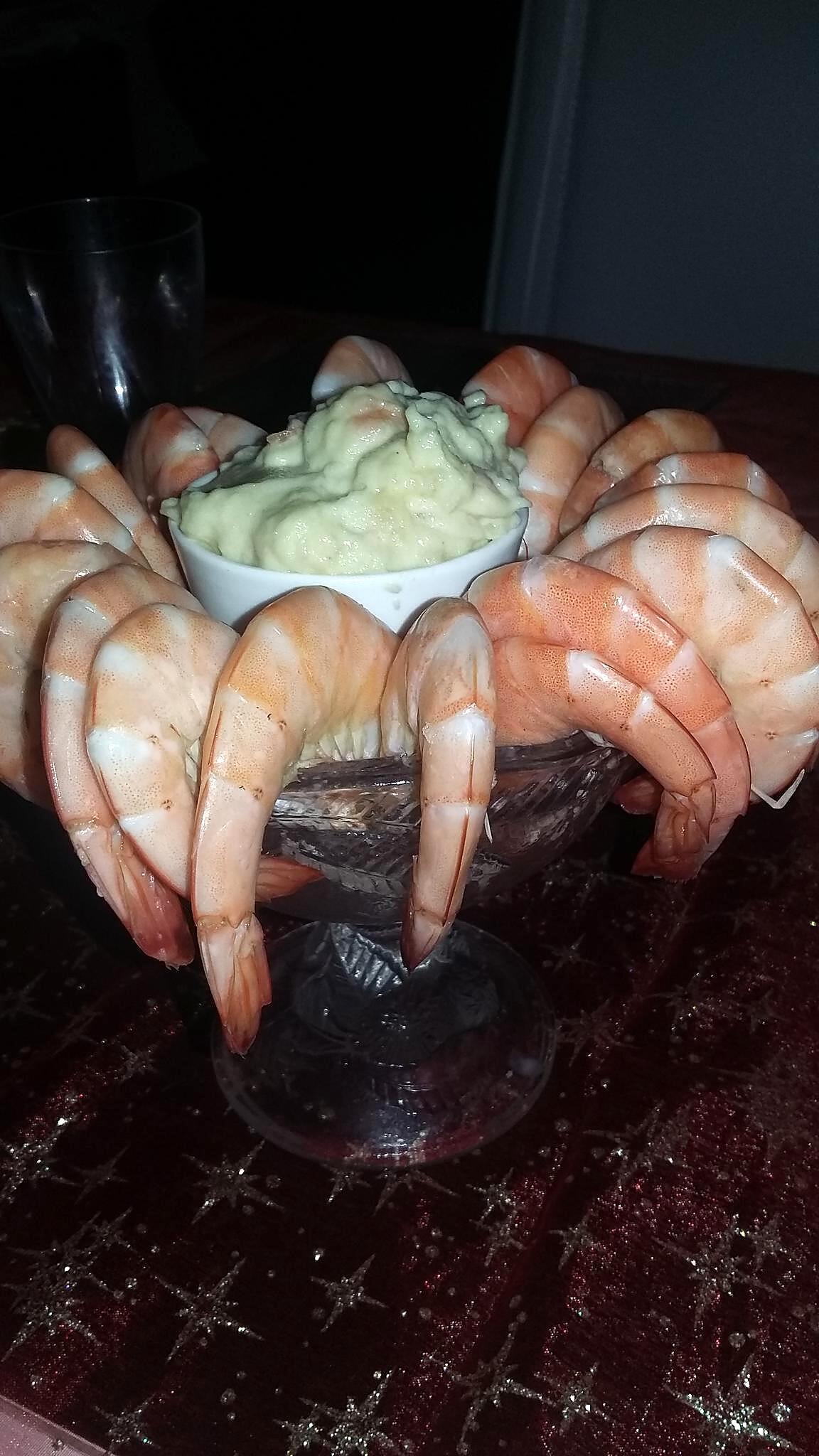 recette Bouquet de crevettes et son Aïoli a la pomme de terre et au saumon fumé