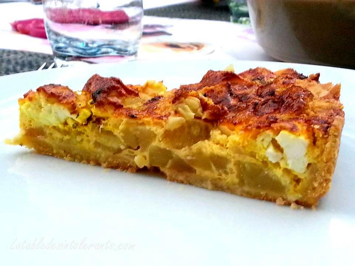 recette QUICHE COURGETTES FETA, sans gluten, faible en lactose, avec ou sans beurre, avec ou sans oeufs