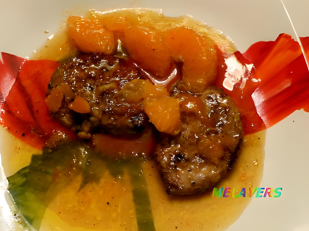 recette FOIE GRAS  AU MIEL ET SA SAUCE A LA CLEMENTINE