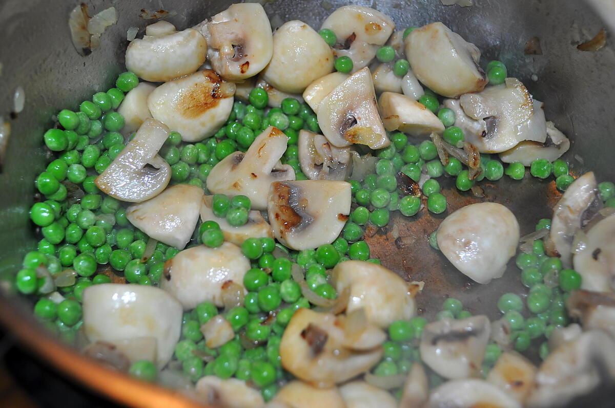 recette Riz safrané champignon & Petits pois