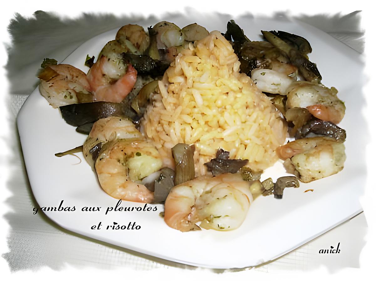 recette gambas aux pleurotes et risotto