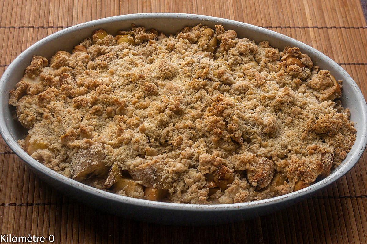 recette Crumble pommes poires châtaignes bananes