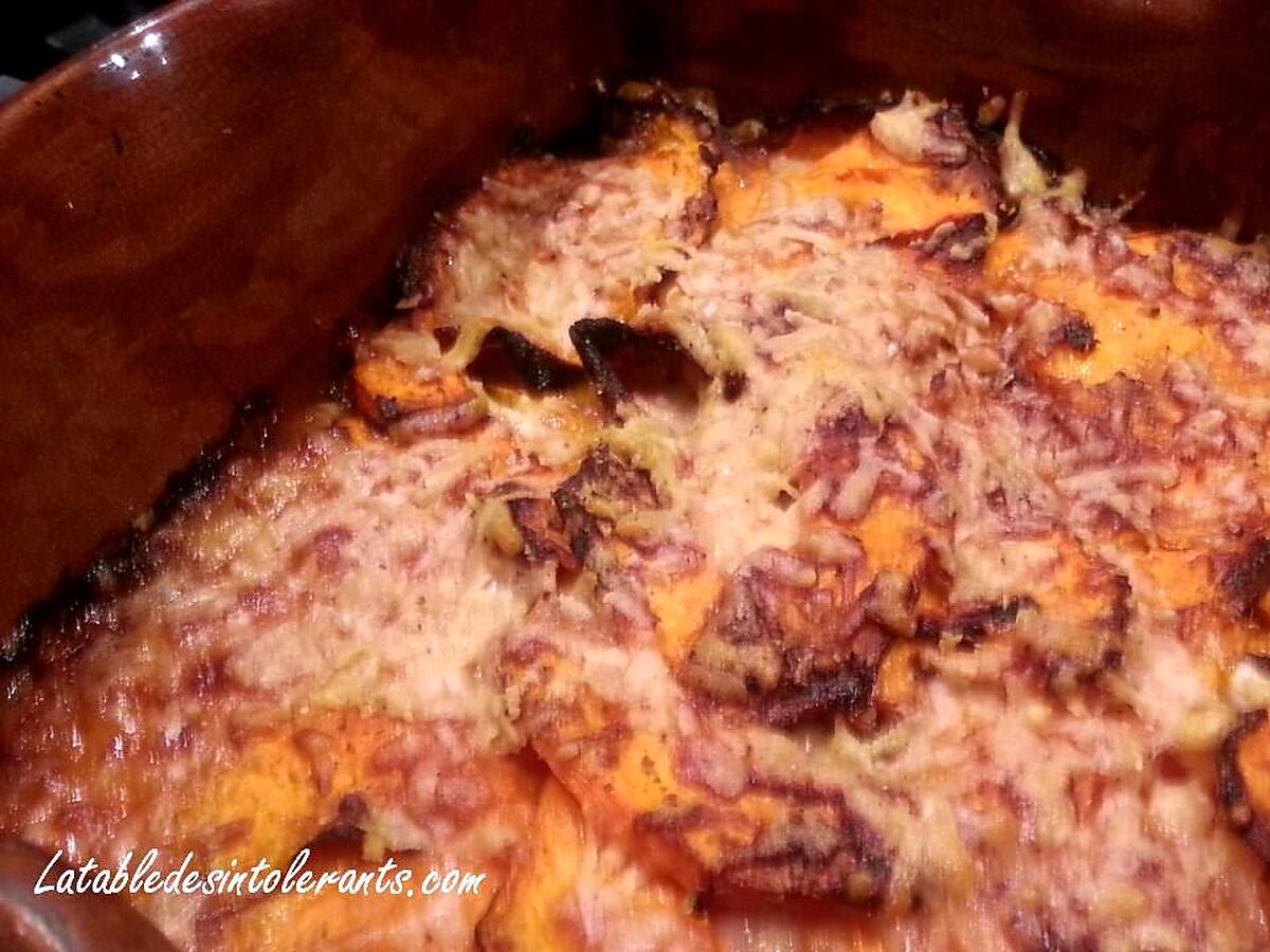 recette GRATIN DE COURGE BUTTERNUT A L'ITALIENNE, faible en lactose, sans gluten