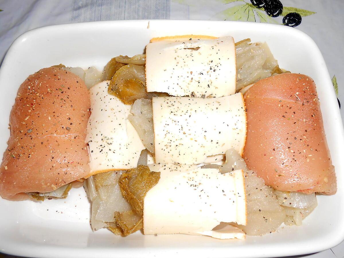 recette INVOLTINI DE POULET AUX ENDIVES ET PORT SALUT