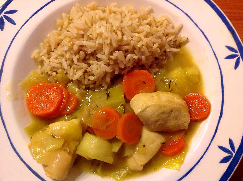 recette Cocotte de légumes au curry et poulet.