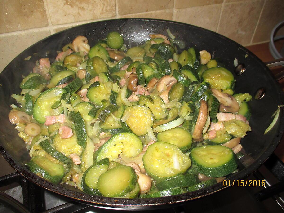 recette courgettes sautée aux lardon champignons