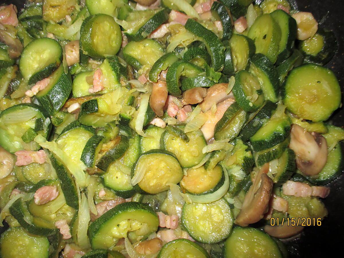 recette courgettes sautée aux lardon champignons