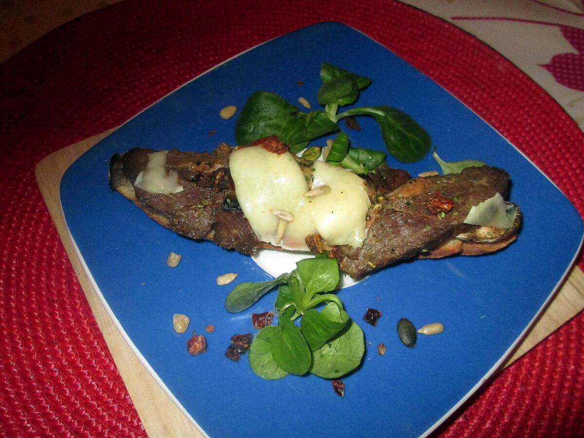 recette tartine  magret  champignon   fromage