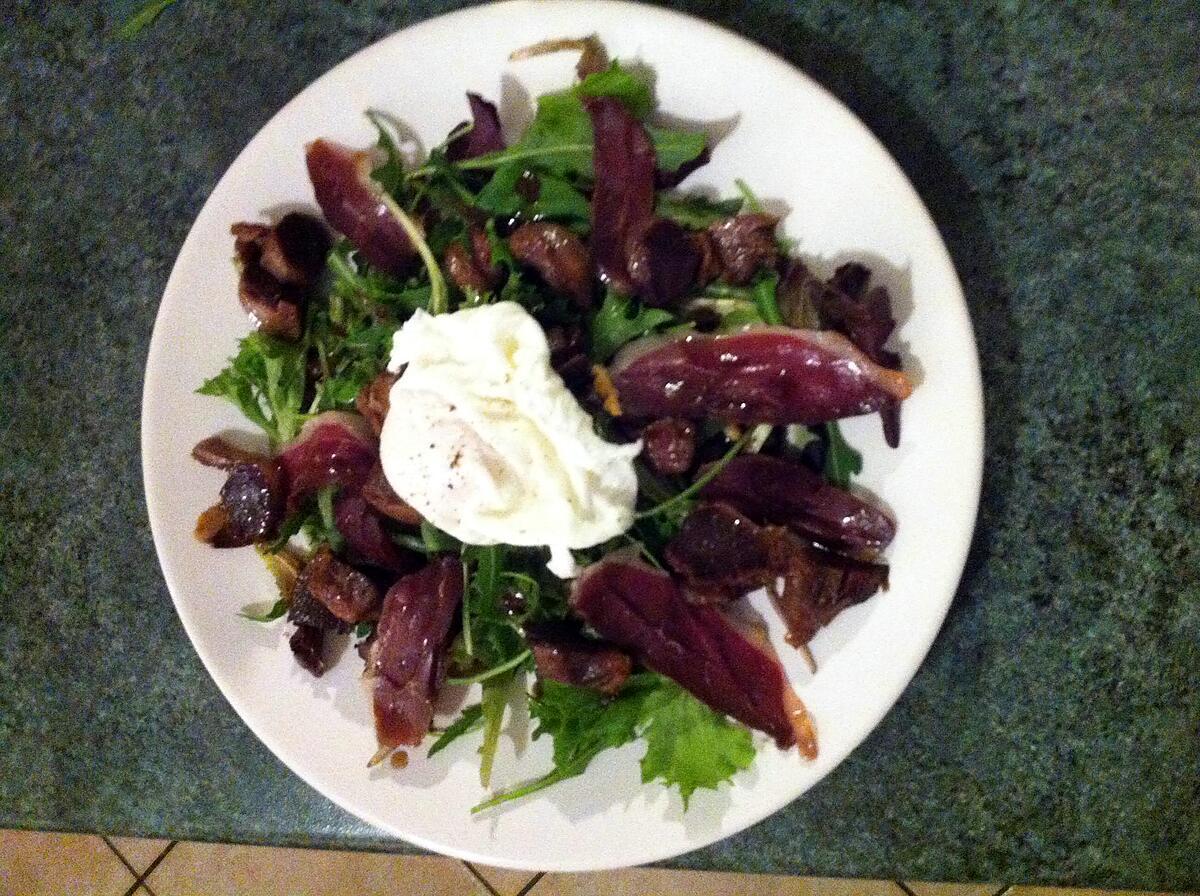 recette Salade canard et oeuf poché