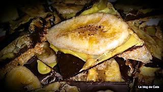 recette Banana candy bark / Friandises au chocolat et à la banane