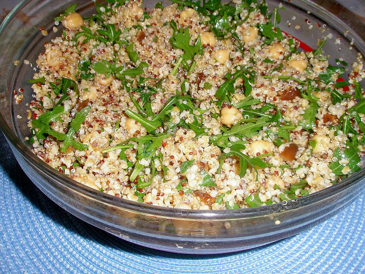 recette Salade de quinoa aux figues séchées ,pois chiche et roquette