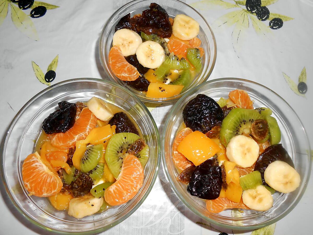 recette SALADE DE FRUITS D'HIVER A LA MOUSSE AU BROCCIU