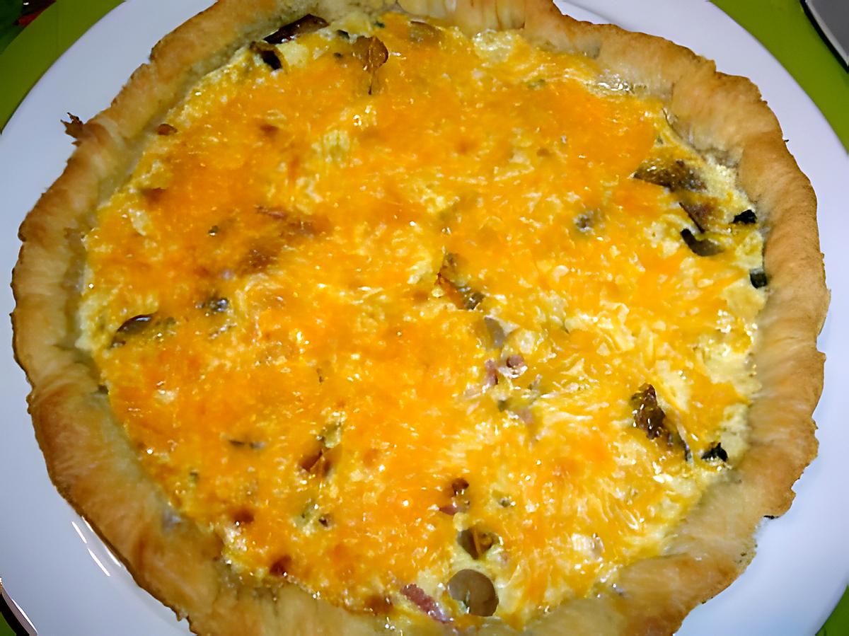 recette Quiche à la mimolette et aux champignons de Paris