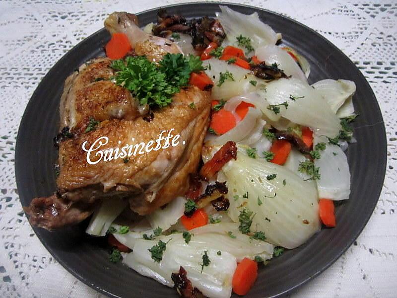 recette Demi-poulet aux fenouil/carottes.
