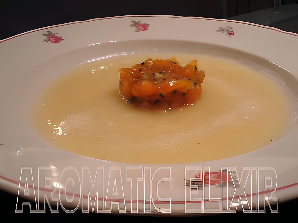 recette Tartare de saumon et velouté de céleri au Processo